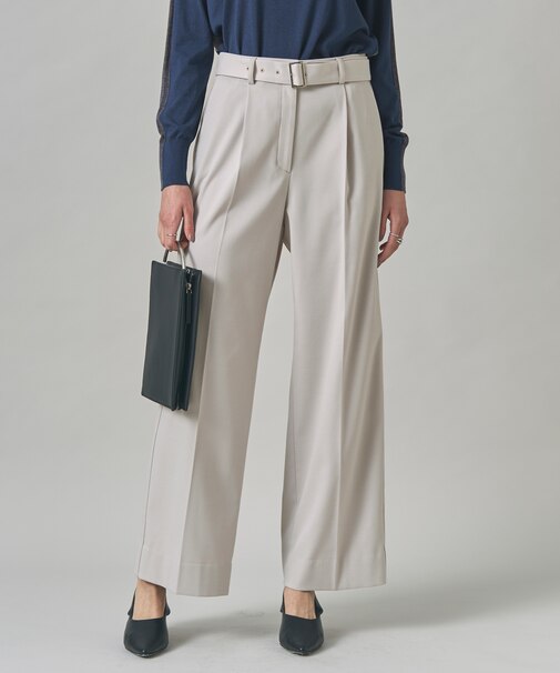 ウォームサテン ワイドストレートパンツ