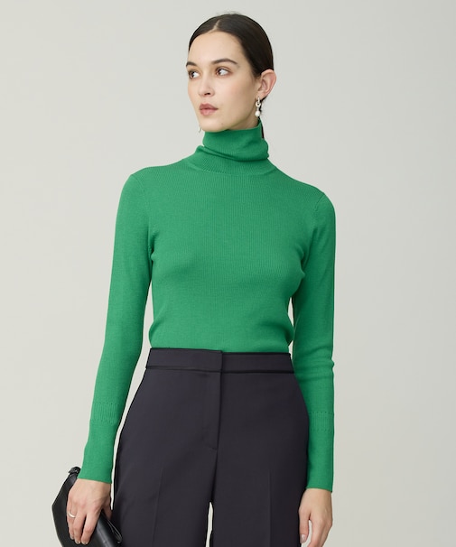 【新色追加】エクストラファインメリノリブ タートルネックプルオーバー