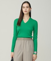 【新色追加】 エクストラファインメリノリブ Vネックプルオーバー