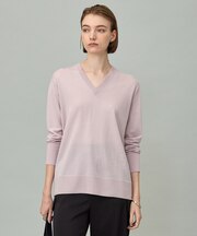 【洗える】コンパクトファインウール Vネックニット