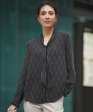 【新色追加】BackSatinAmunzen 配色ボウタイブラウス