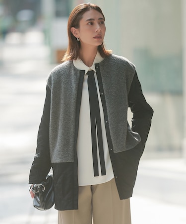 【リバーシブル着用可能】 リバーシブルキルト ミドル丈コート