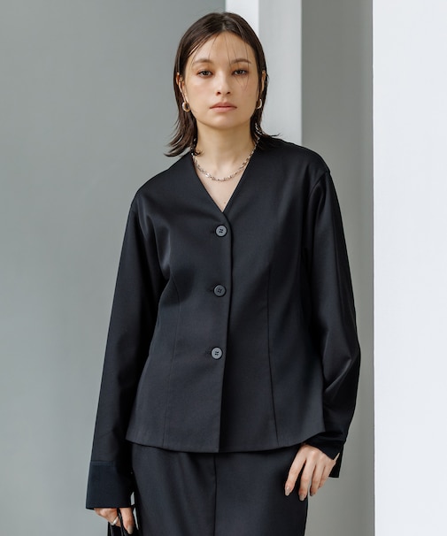 ウォームサテン カーディガンブラウス