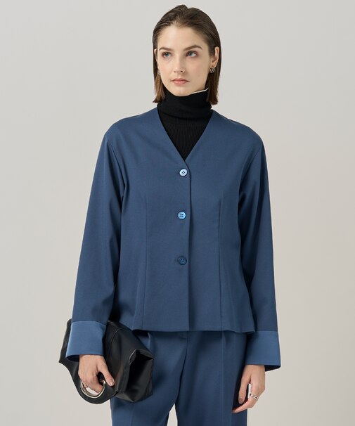 ウォームサテン カーディガンブラウス