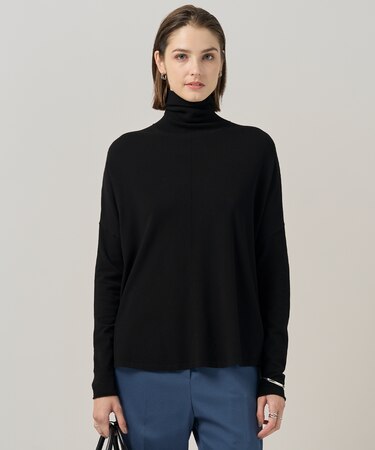 【WEB限定カラーあり・洗える】 ヴィスコースワイド タートルネックプルオーバー