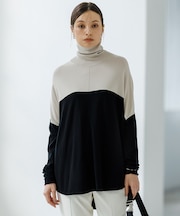 【WEB限定カラーあり・洗える】 ヴィスコースワイド タートルネックプルオーバー