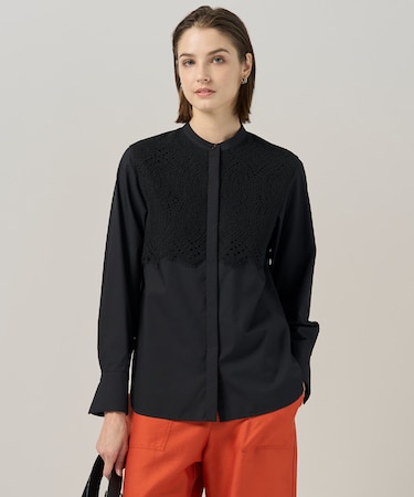 【洗える】 レースコンビブラウス