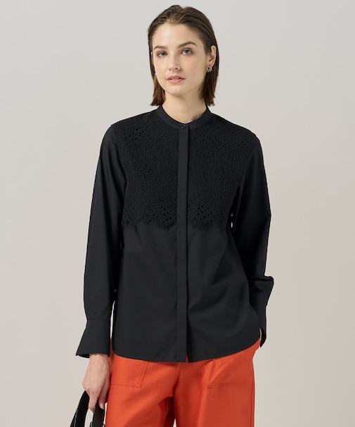 【洗える】 レースコンビブラウス