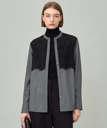 【洗える】 レースコンビブラウス