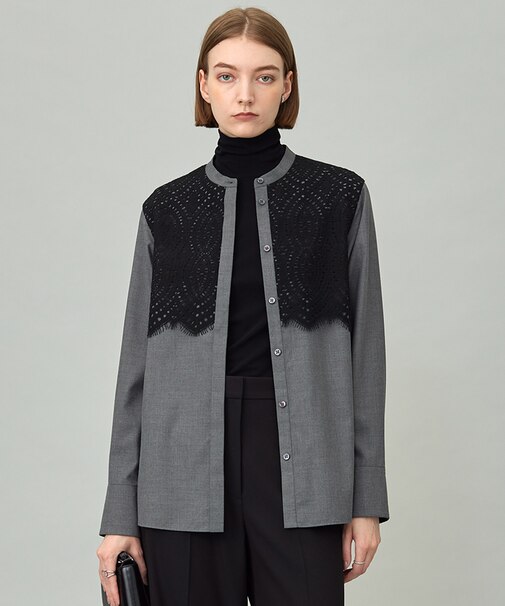 【洗える】 レースコンビブラウス