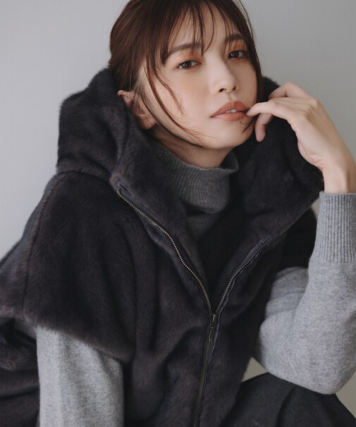 【洗える】ミンクライクファー フーディジレ コート