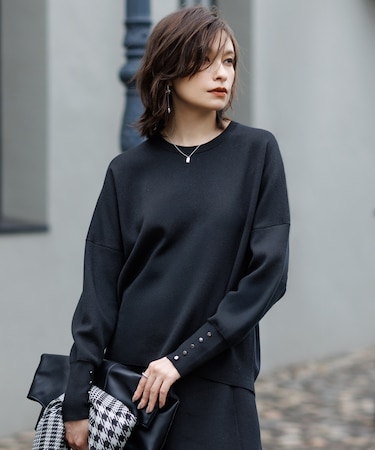 【洗える】 シルキーウールダブルフェイス ニットプルオーバー