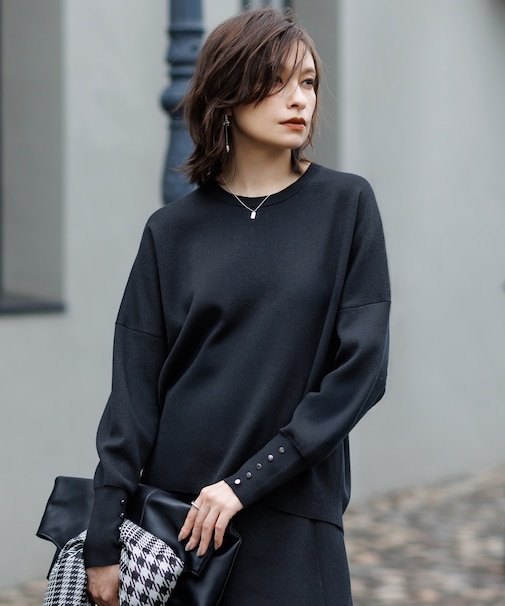 【洗える】 シルキーウールダブルフェイス ニットプルオーバー