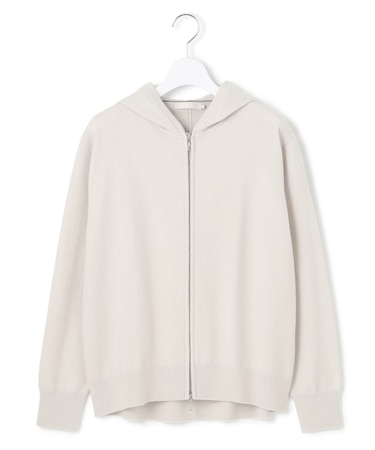 【洗える】ソフトカシミヤミックス ジップアップ ニットパーカー