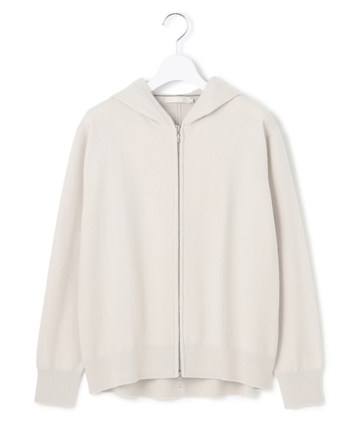【洗える】ソフトカシミヤミックス ジップアップ ニットパーカー