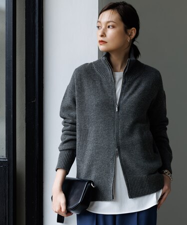 【新色追加・洗える】ソフトカシミヤミックス ニットトラックジャケット