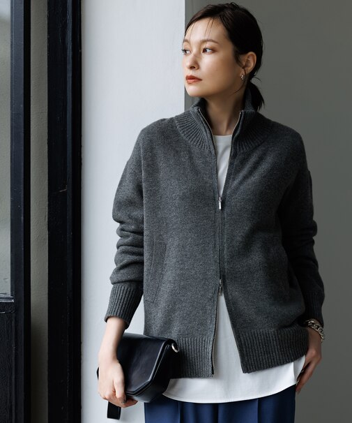 【新色追加・洗える】ソフトカシミヤミックス ニットトラックジャケット