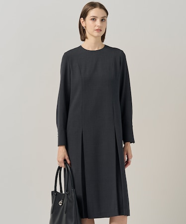 【UVカット・洗える】ウール2WAYストレッチ 長袖ワンピース