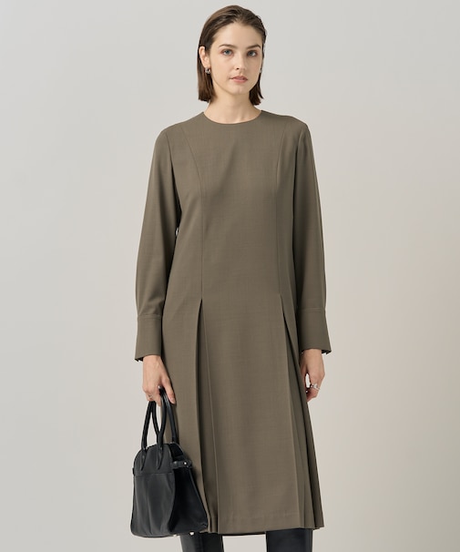 【UVカット・洗える】ウール2WAYストレッチ 長袖ワンピース