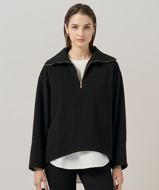 【洗える】 トスカーナフリース ハーフジッププルオーバー