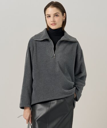 【洗える】 トスカーナフリース ハーフジッププルオーバー
