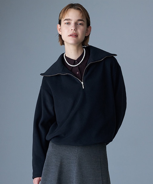 【洗える】 トスカーナフリース ハーフジッププルオーバー