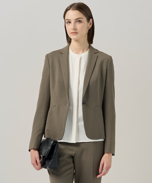 極美品◎ICB 2023 UVケア 2WAYストレッチ ノーカラージャケット S studio CLIP ジャケット ノーカラージャケット 「撥水・UVカット・2WAY