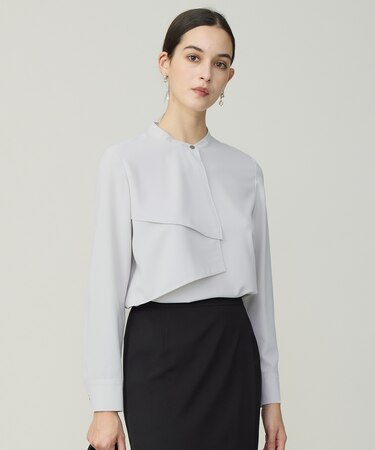 ストレッチジョーゼット ラッフルディテール ブラウス