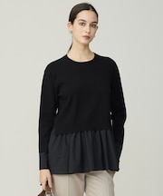 レーヨンシルクストレッチブレンド ドッキングペプラムプルオーバー