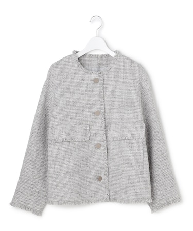 ライトブッチャーツイード ノーカラージャケット