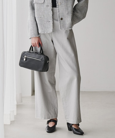 コットンカラーデニム カーブパンツ