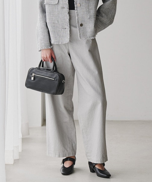 コットンカラーデニム カーブパンツ