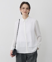 BackSatinAmunzen  異素材デザイン シャツブラウス