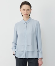 BackSatinAmunzen  異素材デザイン シャツブラウス