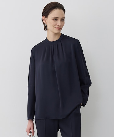 アセテートダブルサテン ランタンスリーブブラウス