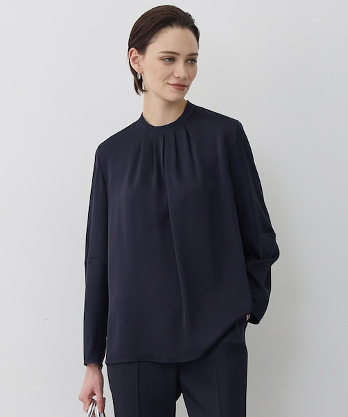 アセテートダブルサテン ランタンスリーブブラウス