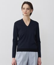 シンセティックフルニードル Vネックニット