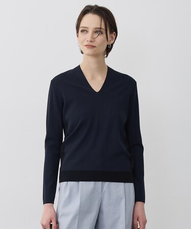 シンセティックフルニードル Vネックニット