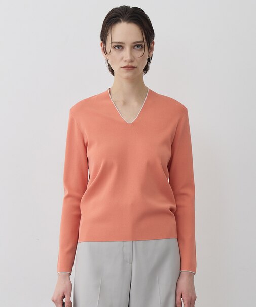 シンセティックフルニードル Vネックニット