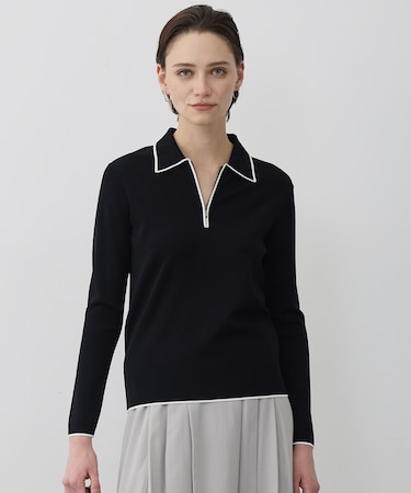 シンセティックフルニードル ハーフジップニット