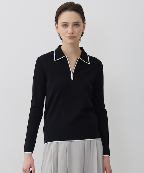 シンセティックフルニードル ハーフジップニット