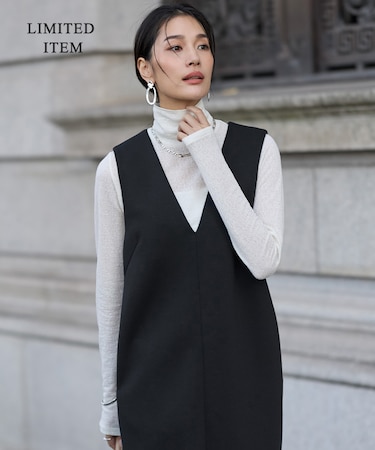 【WEB限定】 コットンレーシージャガード ハイネックカットソー