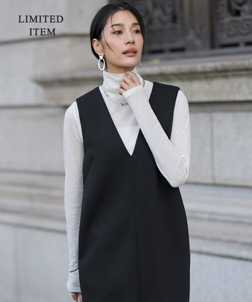 【WEB限定】 コットンレーシージャガード ハイネックカットソー