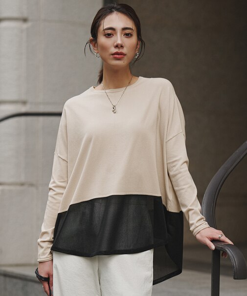 ヴィスコースワイド シアーコンビプルオーバー