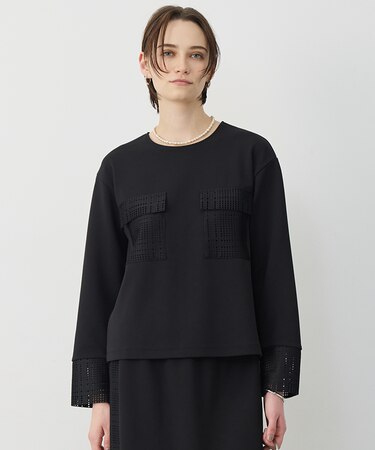 レースコンビジャージー トップス