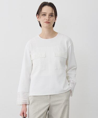 レースコンビジャージー トップス