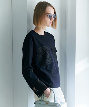 レースコンビジャージー トップス