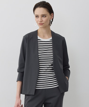 ナイロンストレッチポンチ ノーカラージャケット