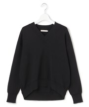 コットンポリエステルスムース Vネックニット