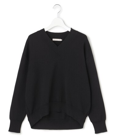 コットンポリエステルスムース Vネックニット